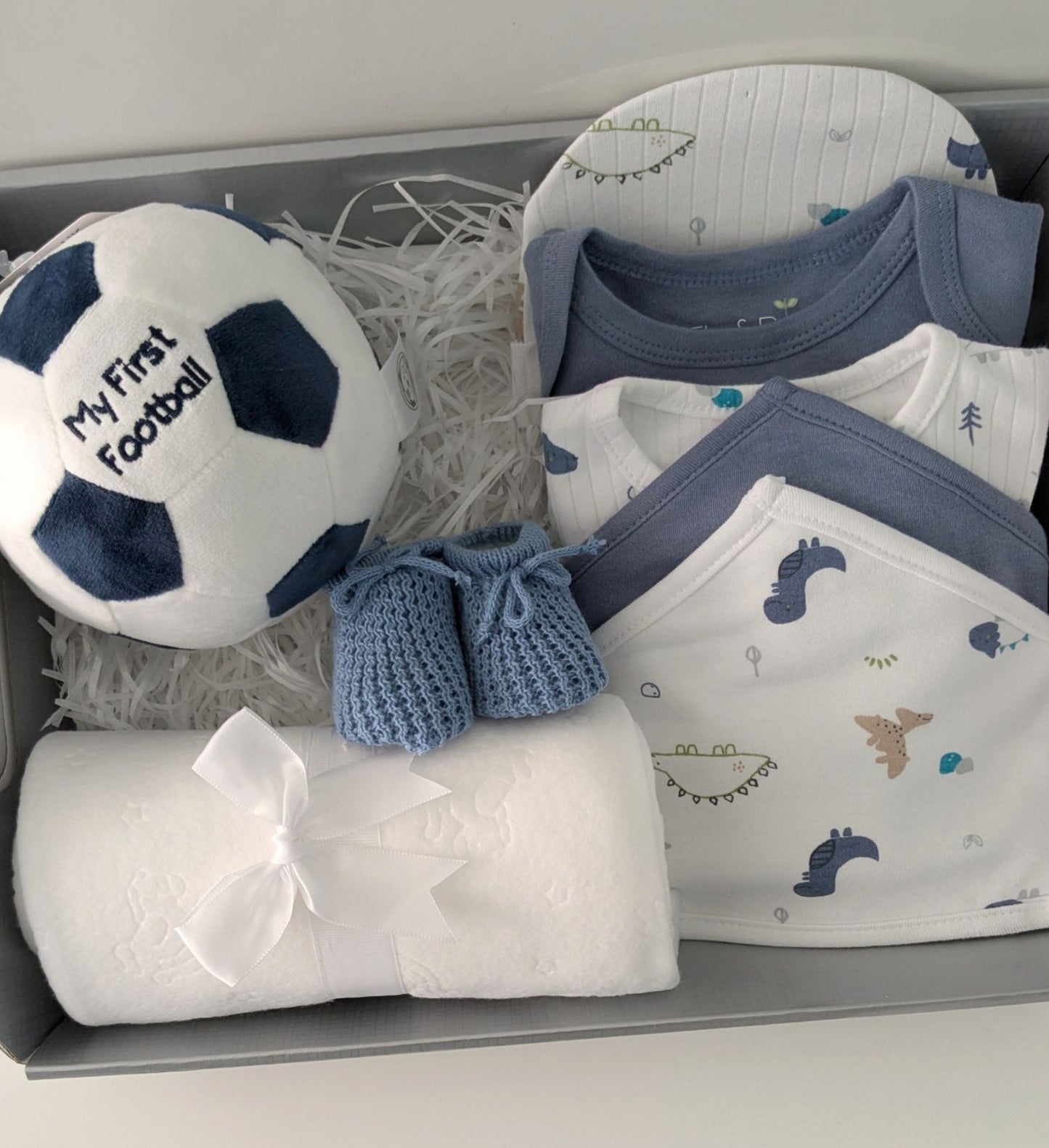 Baby First Football Gift Hamper in Dusky Blue