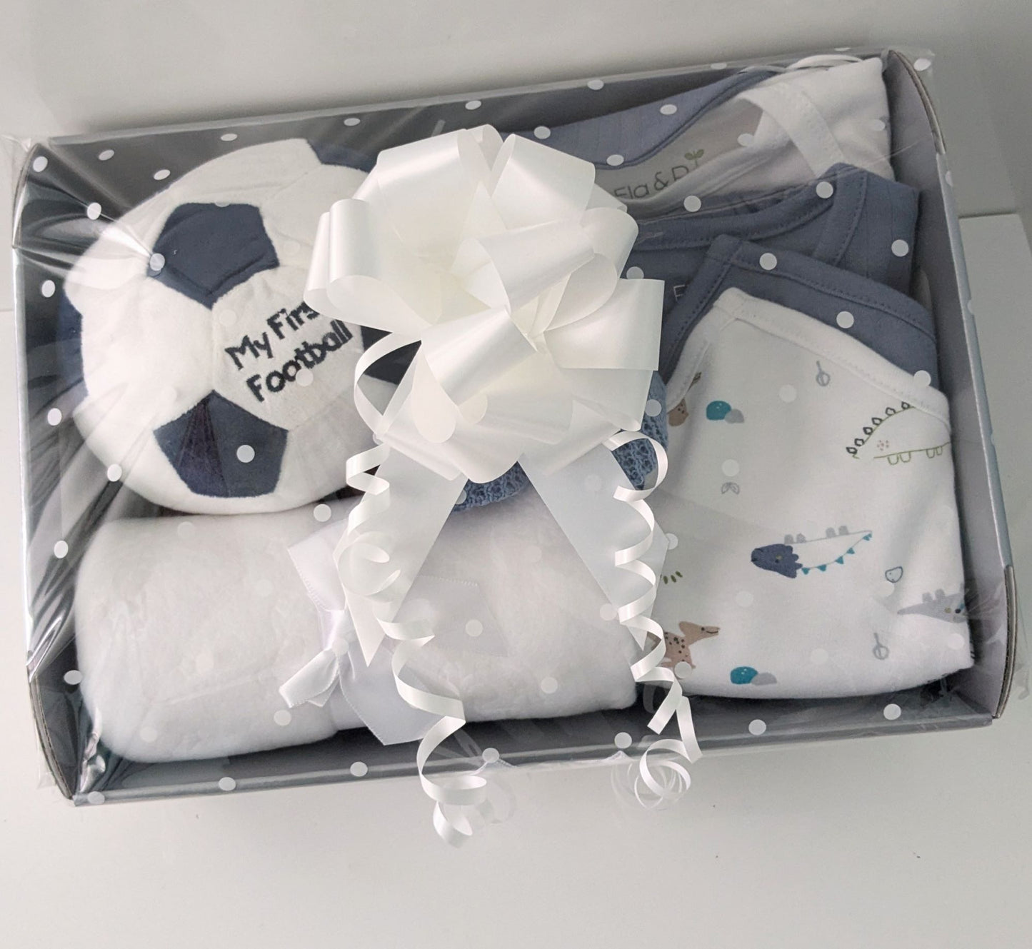 My First Football Baby Gift Hamper in Dusky Blue