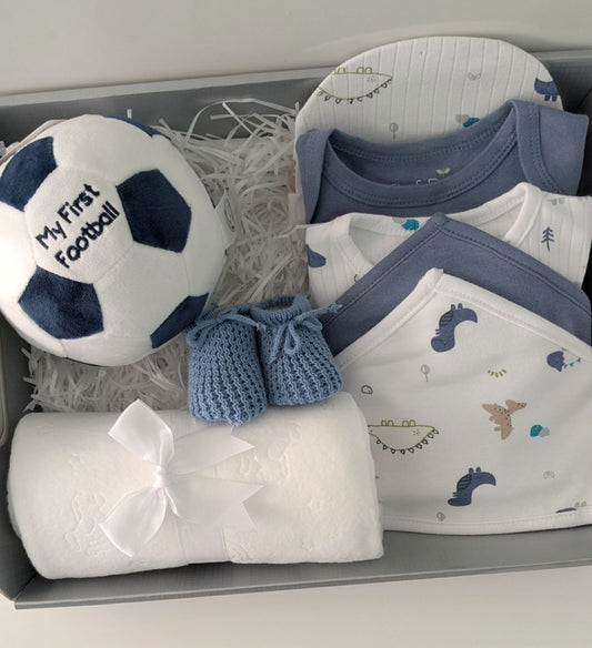 Baby First Football Gift Hamper in Dusky Blue