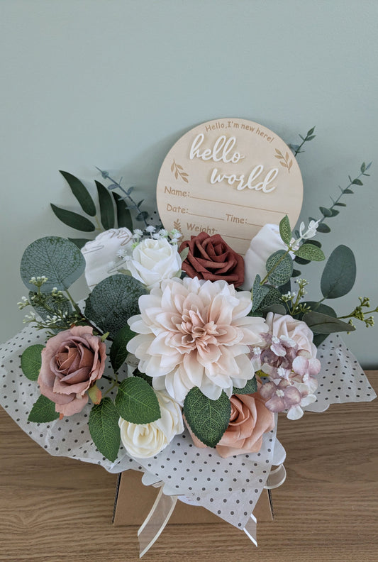 Hello World Baby Clothes Bouquet Gift