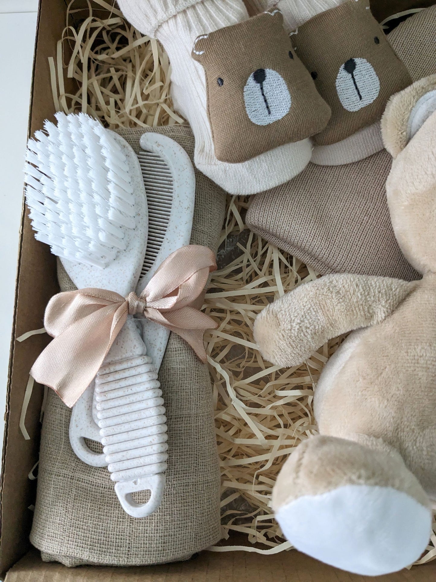 Neutral Beige Teddy Bear New baby gift box